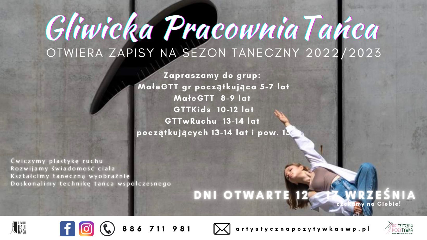 ZAPISY NA ZAJĘCIA W GLIWICKIEJ PRACOWNI TAŃCA