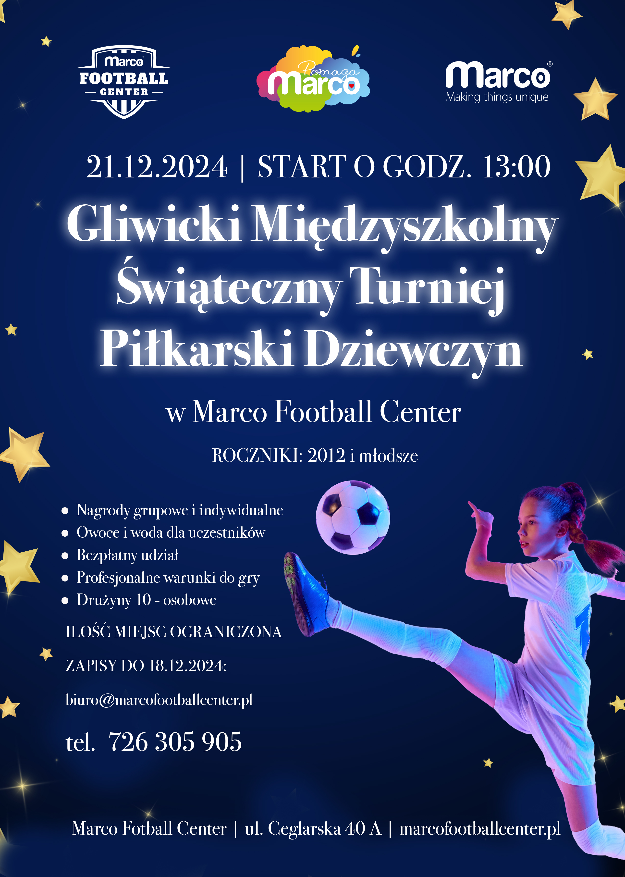 Gliwicki Międzyszkolny Świąteczny Turniej Piłkarski Dziewczyn - plakat