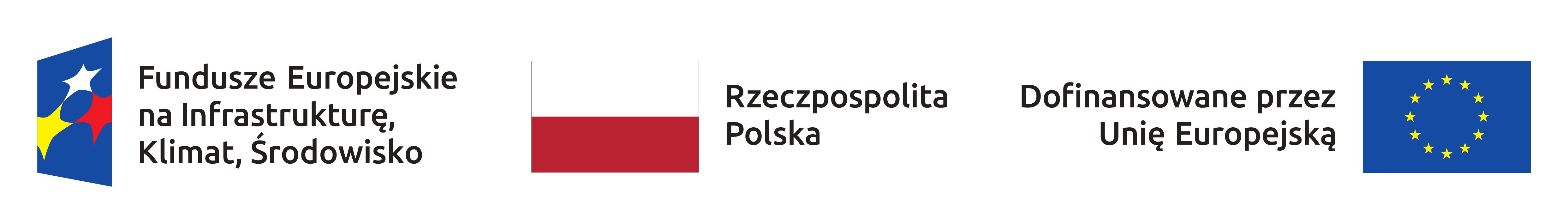 logotyp z napisem Fundusze Europejskie na Klimat, Infrastrukturę i Środowisko