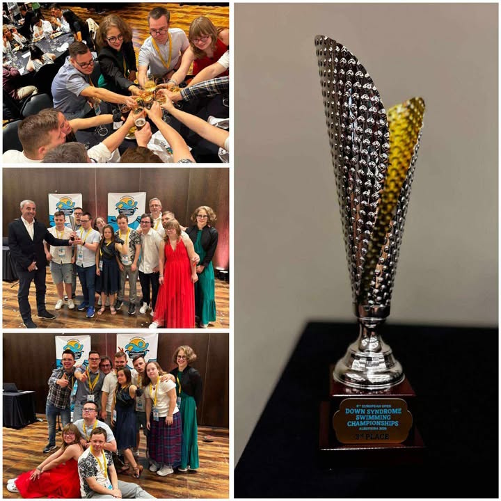 Kolarz zdjęć pływaków i pucharu