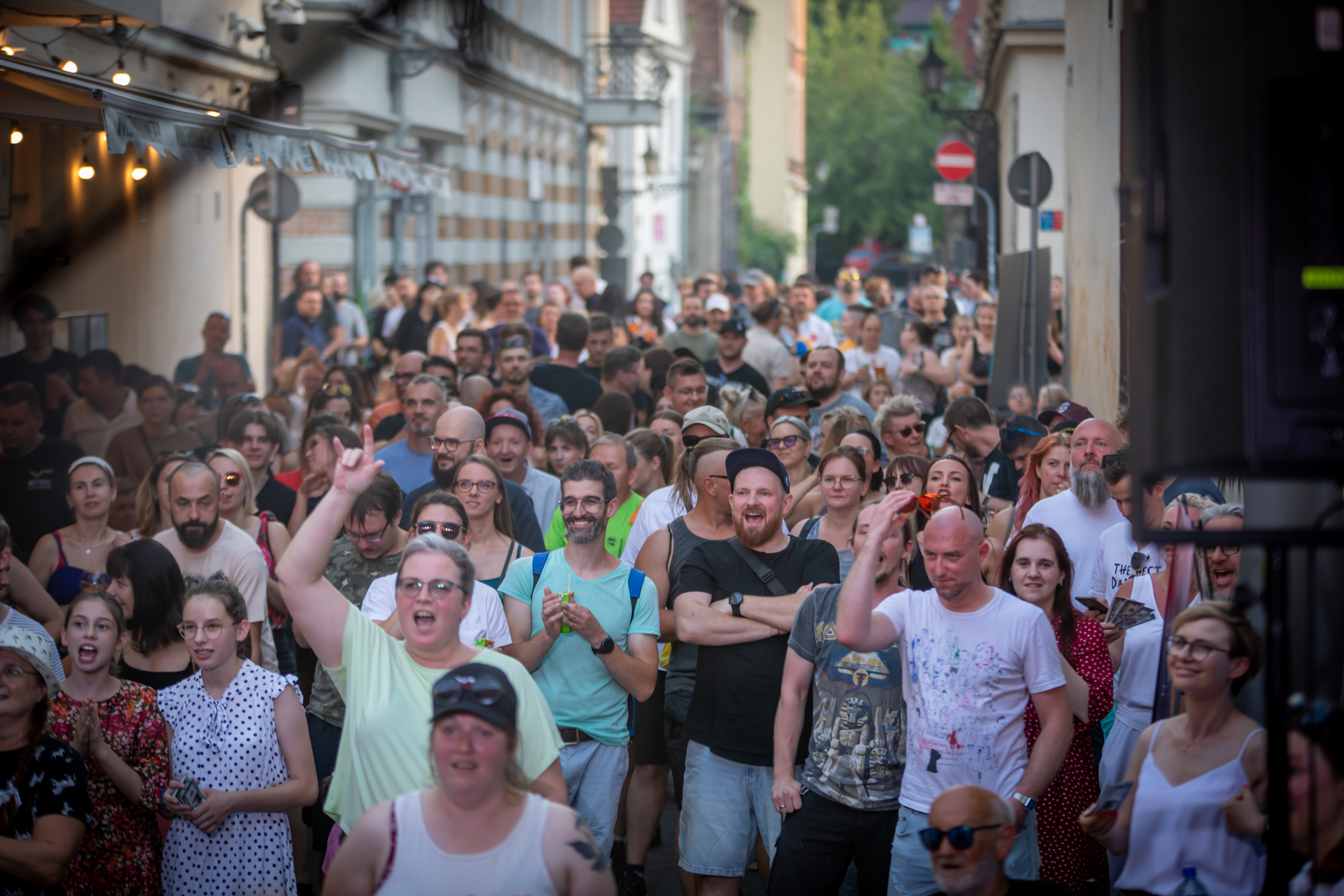 Publiczność bawiąca się pod sceną