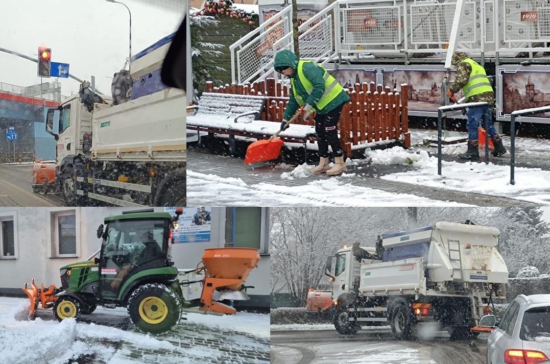 kolaż zdjęć z odśnieżania